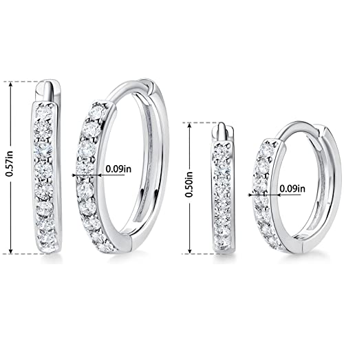 White Gold Earrings for Women Men Hoop and Stud Earring Set | Hypoallergenic 14K White Gold Plated Hoops Huggie Stud Earrings Set Round Cubic Zirconia Ear Jewelry - style: A5-White Gold-Hoop (2 Pairs)