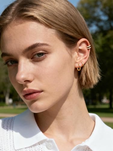 925 Sterling Silver Huggie Hoop Earrings, Small Silver Hoop Earrings for Women Hypoallergenic Huggie Lightweight Small Hoops Earring Cartilage Sleeper Earrings 6/8/10/12/14/16/18/20mm - color: Gold, size: 10MM