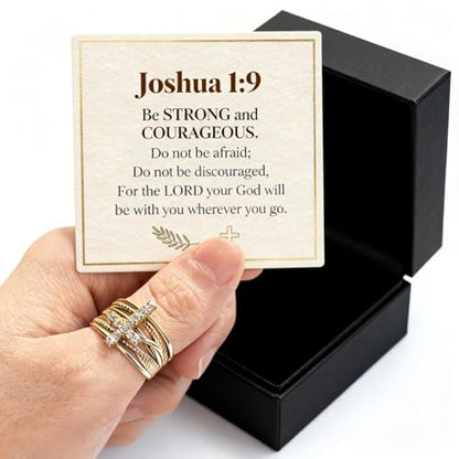 Cross Rings For Women, Faith Christian Blessed Hope Love Encouragement Pray Ring Adjustable Open Wrap Thumb Cross Inspirational Ring Dainty 14k gold Jewelry Easter Gift Non Tarnish - color: Gold 2
