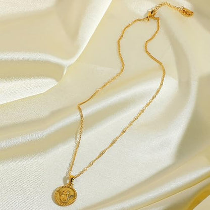 Unisex Celestial Gold Pendant Necklaces, Sun/Moon/Star/Angle Celestial Elements Unisex Choker Gold Lover Chains for Men and Women Jewelry - color: Gold Chain - Angle