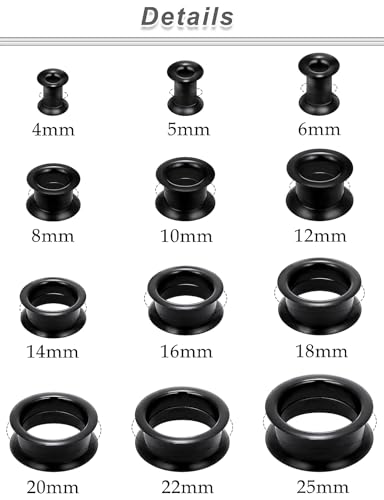 6G-25mm Thin & Thick Silicone Ear Gauges Stretching Kit Flexible Tunnels Plugs for Ear Expander Gauge Earlets Plug Set Gauges Kit - style: Thick Black-Mix Size-6G-25mm