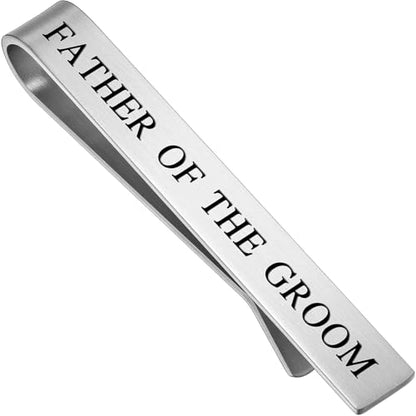 HAWSON Father of the Bride and Groom Tie Clip Best Man Skinny Stainless Steel Marriage Tie Bar Wedding Gift for Man - style: 2''-Father Of The Groom