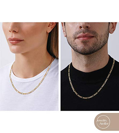 Jewelry Atelier Gold Chain Necklace Collection - 14K Solid Yellow Gold Filled Figaro Chain Necklaces for Women and Men with Different Sizes (2.8mm, 3.7mm, 4.7mm, 5.6mm) - style: 4.7mm width