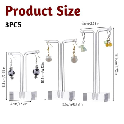 Acrylic T-Bar Earring Display Stand, 3 PCS Hanging Earring Holder Jewelry Holder for Earrings Necklaces & Bracelets, Clear Countertop Jewelry Organizer for Retail & Home, Photography Props