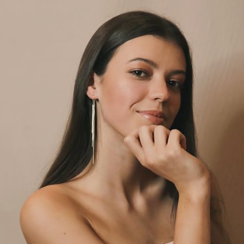 14K Gold Plated Threader Dangle Earrings Long Tassel Earrings Wedding Prom Earrings for Women Bridal - style: silver chain