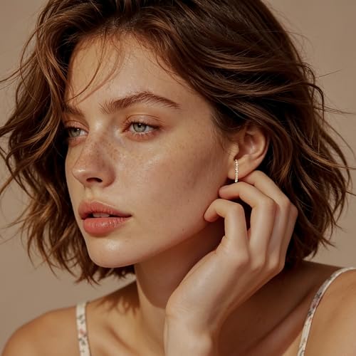 CZ Suspender Cuff Stud Earrings Wrap Earlobe Silver Post Cubic Zirconia Minimalist Jewelry for Women - color: Gold Full CZ