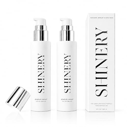 Shinery Jewelry Wash - Jewelry Cleaner Hand Wash Solution, Plant-Based Ring Cleaner Safe All Metals Stones, No Removing Jewelry, Made in the USA - 2 Pack