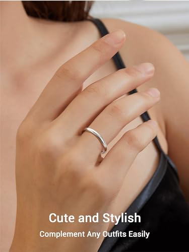 PROSILVER 925 Sterling Silver Adjustable Open Ring for Women, Solid Sterling Silver Stackable Ring, knuckle Finger Ring, Pinky Ring, Come with Box - style: 02 Minimalist Ring