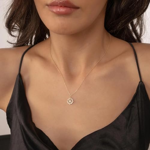 Gold Compass Charm Necklace for Women, Trendy Simple Dainty Inspirational Compass Butterfly Bow Knot Red Christmas Mug Sun Friendship Necklaces Graduation Gifts - style: Compass-A