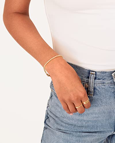 PAVOI 14K Gold Plated 2mm Cubic Zirconia Honeycomb Tennis Bracelet | Gold Bracelet for Women - color: Yellow Gold, size: 6.5 Inches