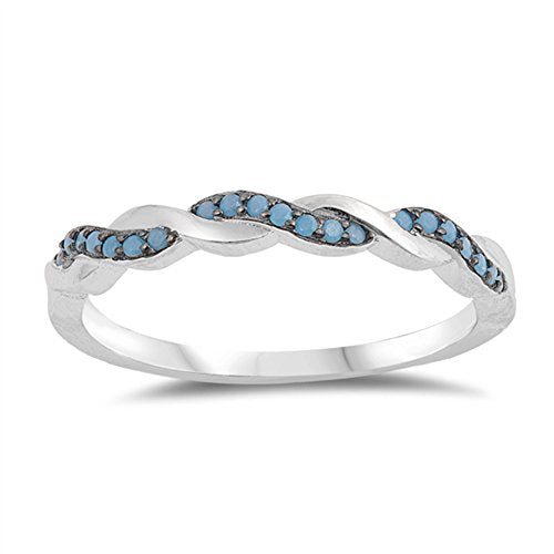 CHOOSE YOUR COLOR Sterling Silver Infinity Knot Ring - color: Simulated Turquoise