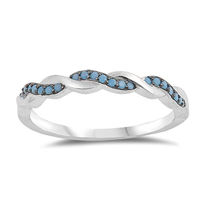 CHOOSE YOUR COLOR Sterling Silver Infinity Knot Ring - color: Simulated Turquoise