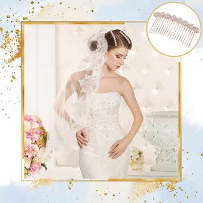 Geosar 4 Pieces Alloy Rhinestone Side Hair Combs Crystal Flower Clips Wedding Comb Bridal Jewelry Clips Combs French Hair Accessories for Women(Rose Gold) - color: Rose Gold