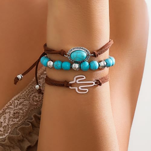 NEWITIN 20 Pieces Silver Bohemian Jewelry Set for Women Fashion Costume Jewels Turquoise Necklace Bracelet Ring Earrings Western Turquoise Jewelry Set for Women - color: Turquoise Jewelry Set A
