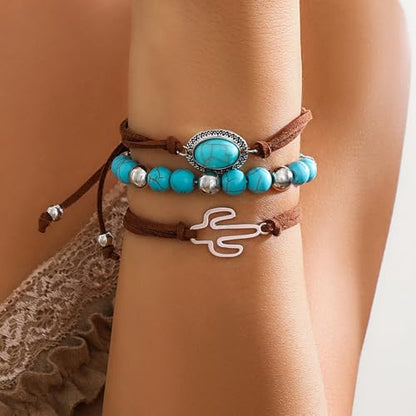 NEWITIN 20 Pieces Silver Bohemian Jewelry Set for Women Fashion Costume Jewels Turquoise Necklace Bracelet Ring Earrings Western Turquoise Jewelry Set for Women - color: Turquoise Jewelry Set A