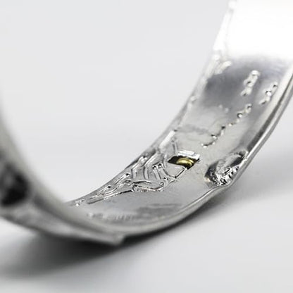 Innocence S925 Silver-Plated Antique Wide Feather Cuff Bracelet For Men Women Adjustable Retro Twisted Feathers Bracelets Gift Jewelry - color: Eagle