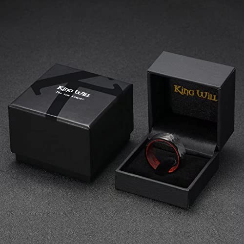 King Will Hammered 8mm Silver Tungsten Ring Hammer Men Wedding Band Comfort Fit - color: wood-black