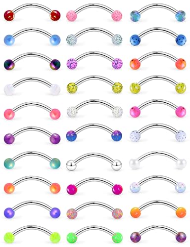 Eyebrow Piercing Jewelry 16G Stainless Surgical Steel Curved Barbell Eyebrow Ring Vertical Labret Lip Jewelry Rook Daith Earrings Piercing Jewelry for Women Men 6mm/8mm/10mm 16 Gauge - color: 8MM-Mix Color