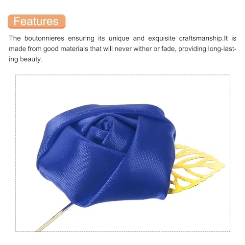 MECCANIXITY Groom Boutonnieres Rose Boutonnieres Pins for Wedding - color: Deep Blue
