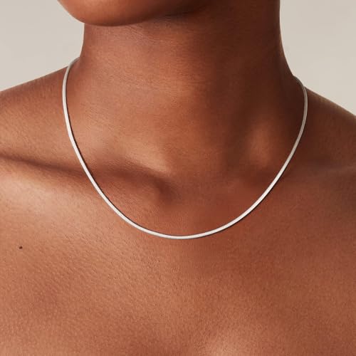 2mm Snake Chain for Women - 925 Sterling Silver Chain Necklace Fashion Jewelry Holiday Gift 16 18 20 22 Inches - size: 20+2 Inch