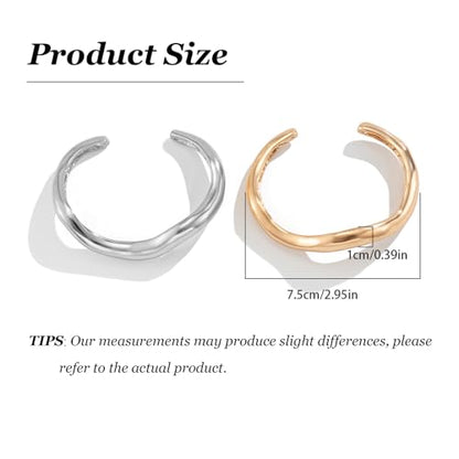 Frodete Chunky Gold Bangles for Women Non Tarnish Chunky Wide Cuff Bracelets Silver Cuff Bangle Bracelet Trendy Statement Minimalist Jewelry Gifts - color: A31:gold and silver bangles