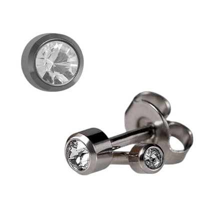 Caflon April Birthstone Stud Earrings - 12 Pairs Clear Crystal Studs, 3/4/5mm | Surgical Steel Starter & Piercing Studs, Sterilized & Individually Sealed | Hypoallergenic Nickel-Safe for Newly Pierced & Sensitive Ears - color: Stainless Steel, size: 3mm