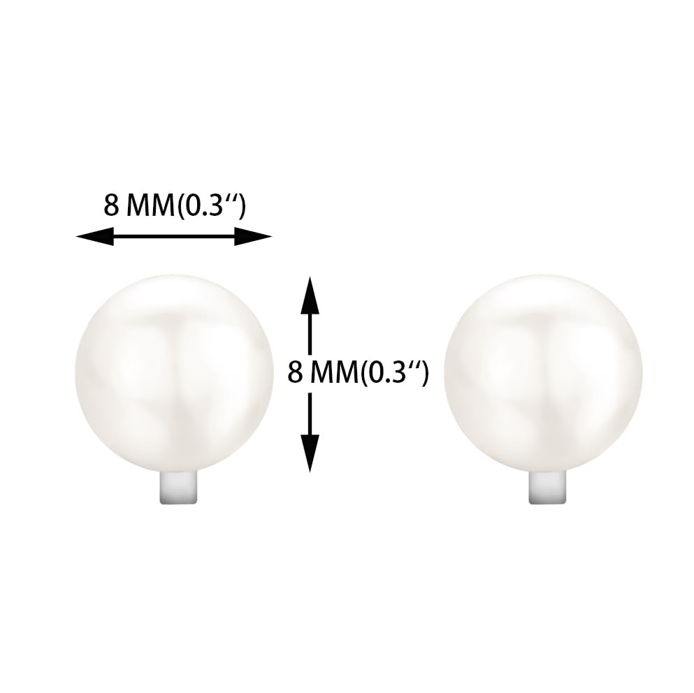 YOQUCOL Simulated Freshwater Pearl Clip On Earrings Not Pierced Elegant Stud Jewelry For Women - color: 8MM-White