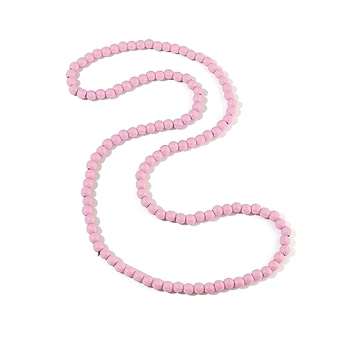 COLORFUL BLING 8MM Natural Wood Bead Necklace Africa Wooden Chain Statement Unisex Chunky Strand Necklaces Hip Hop Jewelry - color: light pink