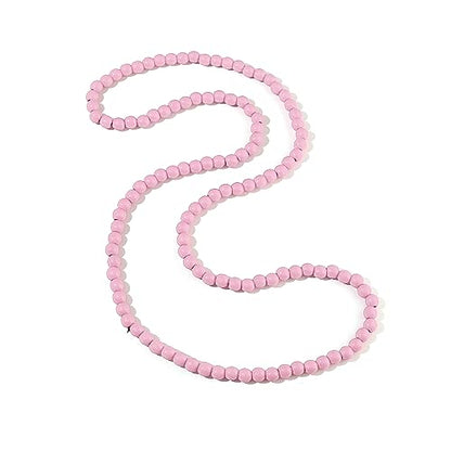 COLORFUL BLING 8MM Natural Wood Bead Necklace Africa Wooden Chain Statement Unisex Chunky Strand Necklaces Hip Hop Jewelry - color: light pink