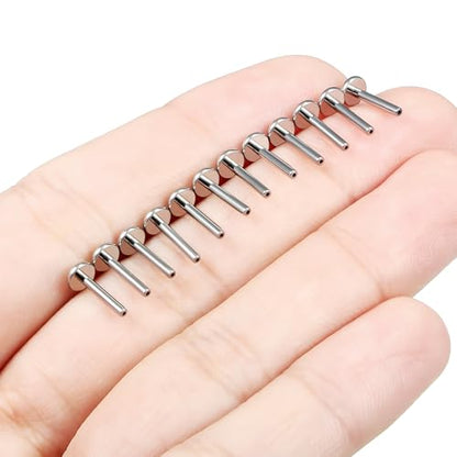 F136 Titanium 20/18/16G Threaded/Threadless Flat Earring Back Converter Kit Nose Lip Rings Medusa Labret Flatback Posts Cartilage Helix Conch Tragus Stud Piercing Jewelry Bar for Women Men - color: Threadless, size: 16g, 5/16in