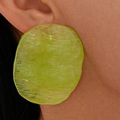 Trendy Resin Acrylic Statement Earrings for Women Chunky Geometric Round Drop Stud Styles Fashionable Modern Lightweight Dangle Earring Set - color: C:Green