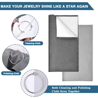 SEVENWELL Silver Polishing Cloth, 4PCS Jewelry Cleaning Cloths | Dual-Layer Cleaning, 7.9" × 7.9", Reusable, Helps Remove Tarnish, Restores Shine, For Silver, Gold & Platinum - color: 2pcs Dark Gray and 2pcs Light Gray (Small)