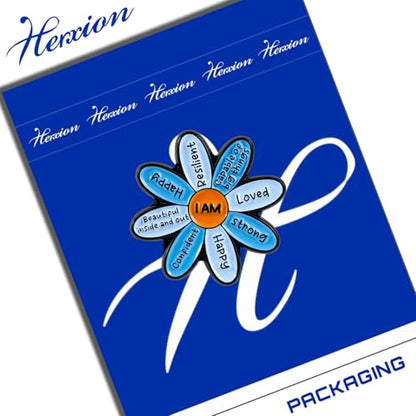 Enamel Pins, Cute Pins for Backpacks, Hat Pins, Novelty Brooch Pins, Backpack Pins, Lapel Pins for Men, Women, Girls, Boys. For Lanyard, Bags, Hats, Caps, Clothing - color: Blue Motivational Flower