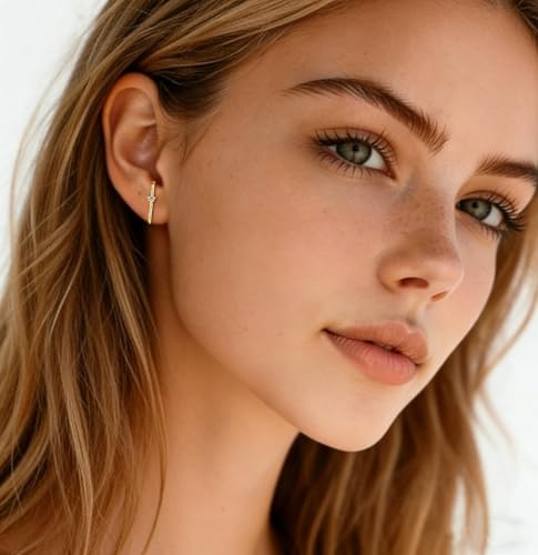 CZ Suspender Cuff Stud Earrings Wrap Earlobe Silver Post Cubic Zirconia Minimalist Jewelry for Women - color: Gold Single CZ