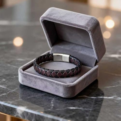 Italian Men's Leather Bracelet Jewelry Gift | Men's Accessory, Leather Band, Stainless Steel, Wrist Bracelet