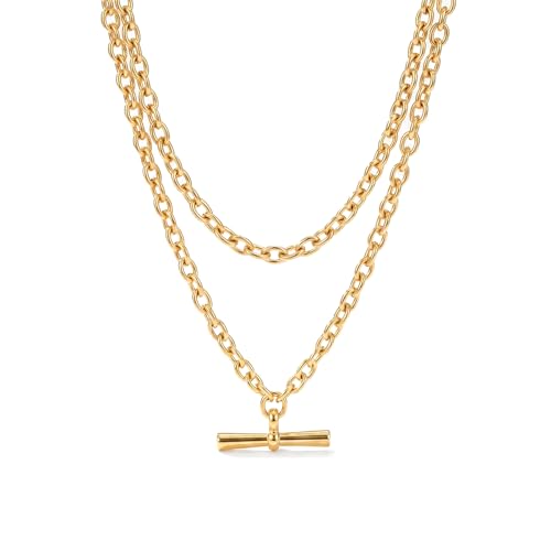 Layered Necklaces for Women Pearl Necklace Stack Gold T Bar Necklace Set Dainty Heart Pendant Jewelry Trendy 2026 Fashion Accessories Gifts - color: B3:2layered-gold