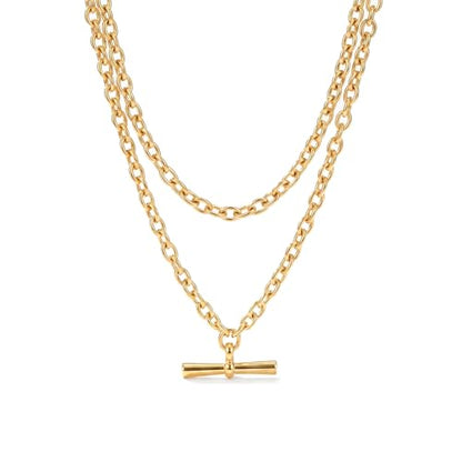 Layered Necklaces for Women Pearl Necklace Stack Gold T Bar Necklace Set Dainty Heart Pendant Jewelry Trendy 2026 Fashion Accessories Gifts - color: B3:2layered-gold