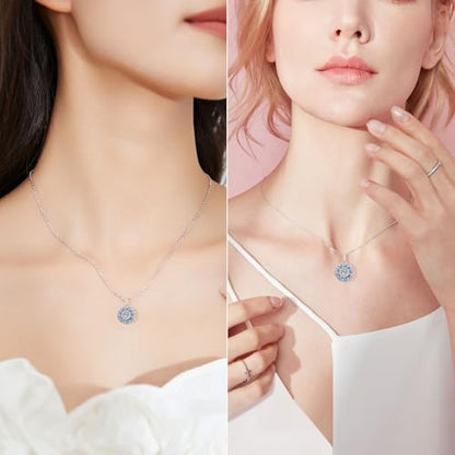 Ahiller Women's Necklace, Dainty Pendant Choker, Adjustable Chain | Heart Initial & Round Pendants, Daily Necklace,17-21" Adjustable Necklaces, Trendy Minimalist Jewelry, Stainless Steel Chain - color: FY-Blue, style: Other Shapes - Multi-Color