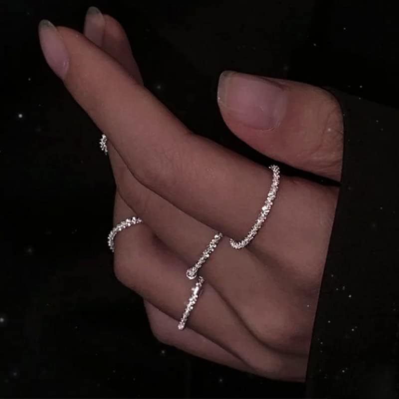 HUASAI Gold Stackable Rings Set for Women Boho Dainty Moon Star Pearl Leaf Cubic Zirconia Heart Midi Pinky Trendy Jewelry Birthday Gifts - color: D Silver Rings 5 Pcs