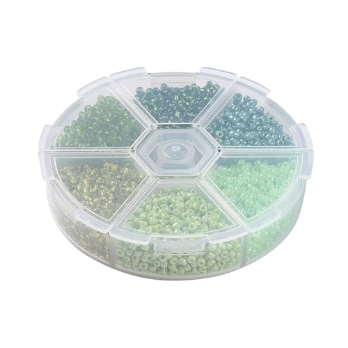 1Box 12/0 Glass Seed Beads 2mm Small Beads Round Loose Spacer Bead for DIY Friendship Bracelet Necklace Earring Summer Jewelry Making Phone Starp Craft Supplies Hole: 1mm About 3960pcs/box Green - color: Green-2mm