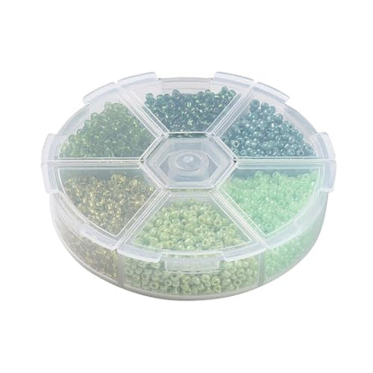 1Box 12/0 Glass Seed Beads 2mm Small Beads Round Loose Spacer Bead for DIY Friendship Bracelet Necklace Earring Summer Jewelry Making Phone Starp Craft Supplies Hole: 1mm About 3960pcs/box Green - color: Green-2mm
