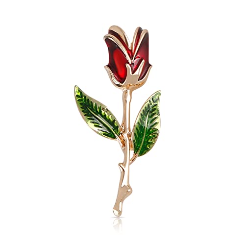 Pearl Diamond Brooch Pins for Dress Sweater Scarf, Wedding Party Decoration Birthday Christmas Gift - style: Red Rose
