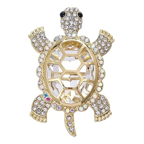 Cute Tortoise Brooch for Women,Rhinestone Crystal Turtle Tortoise Shell Brooch Pins Vintage Animal Lapel Pins Fashion Clothing Accessories Decorative Jewelry Mother's Day Easter - color: White