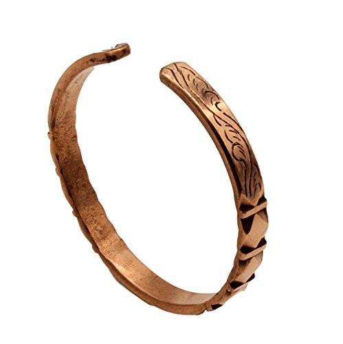 Healing Lama™ Hand Forged 100% Copper Bracelet. Made with Solid and High Gauge Pure Copper. - style: Carved