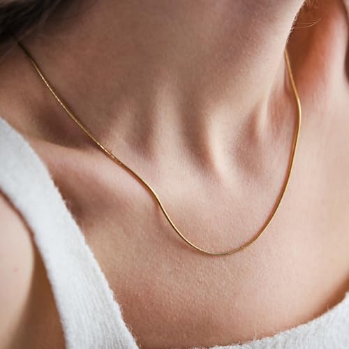 CHESKY Gold Necklace for Women 14K Plated/S925 sterling silver Snake Chain | Dainty Gold Necklace,Thin Chunky Chain,Simple Choker Necklaces for Women,Non tarnish Trendy Jewelry, Gifts for Women - color: gold, style: 1.5mm 16.5 inch snake