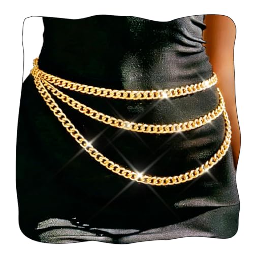 REETAN Gold Waist Chain Belt Fashion Rave Body Accessories for Women