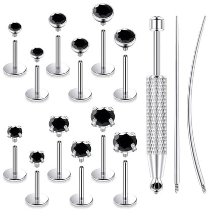 F136 Titanium 20/18/16g Flatback Earrings Nose Lip Rings Jewelry - color: Black, size: 20g