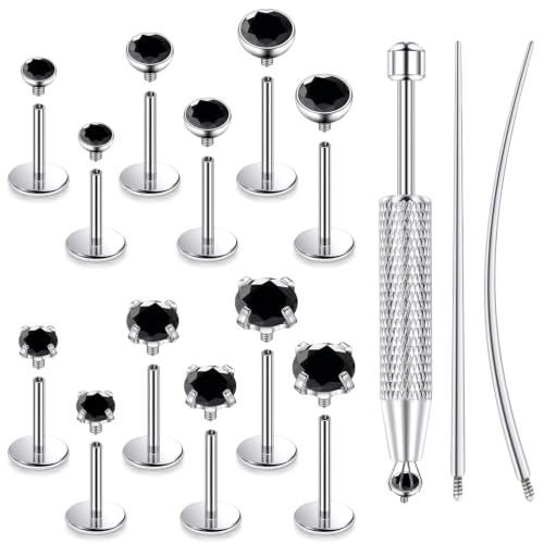 F136 Titanium 20/18/16g Flatback Earrings Nose Lip Rings Jewelry - color: Black, size: 20g