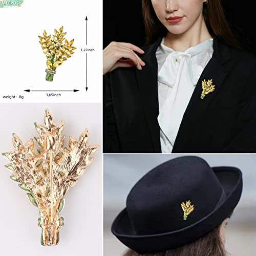 Lavender flower brooch crystal rhinestone tulip brooch elegant accessories jewelry women brooches and pins fashion jewelry wedding flowers lapel pin - color: Yellow
