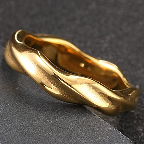 Jude Jewelers 6mm Stainless Steel Simple Plain Twisted Wave Braided Wedding Band Ring - color: Gold